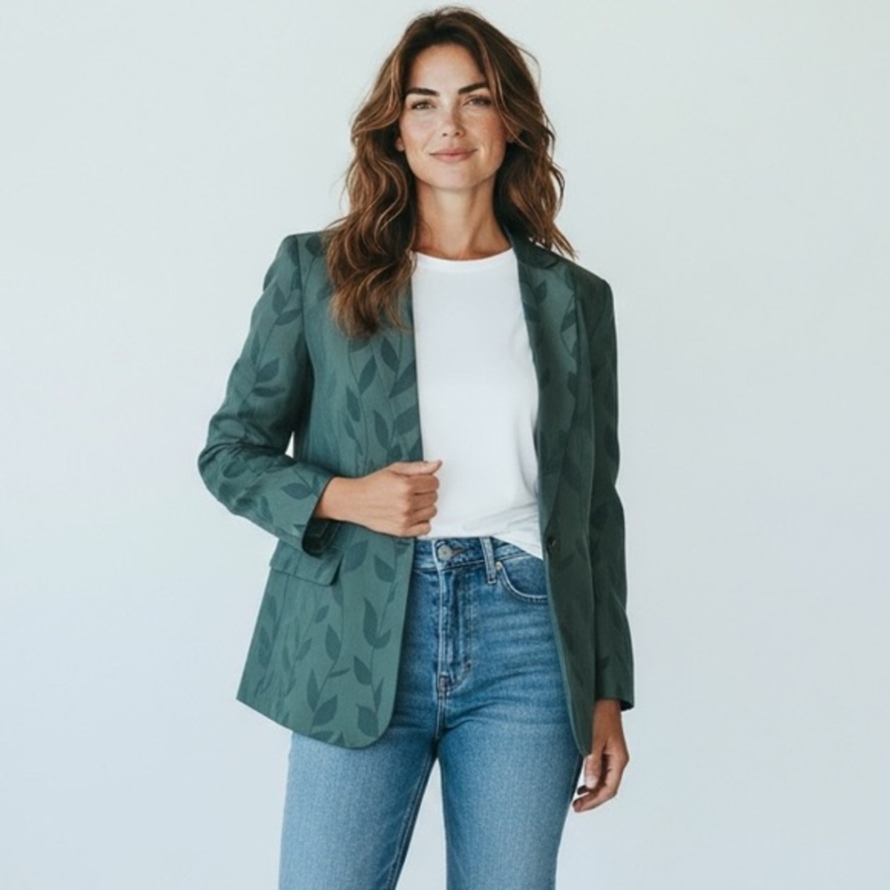 Saks Fifth Avenue Folio Collection silk blazer jacket - floral, made in USA 10